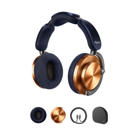 Dyson OnTrac headphones copper earcups deliver immersive sound and quiet ambience for travel.