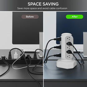 DYSSIPATIVE close-up of outlet faces and USB ports showing accessible plug spacing benefit