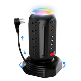 DYSSIPATIVE front view showing 15 AC outlets and USB ports for organized charging
