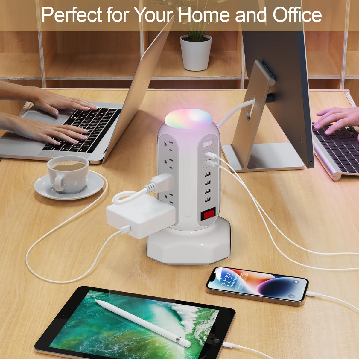 DYSSIPATIVE beside a smartphone to show tower height and compact footprint for space saving