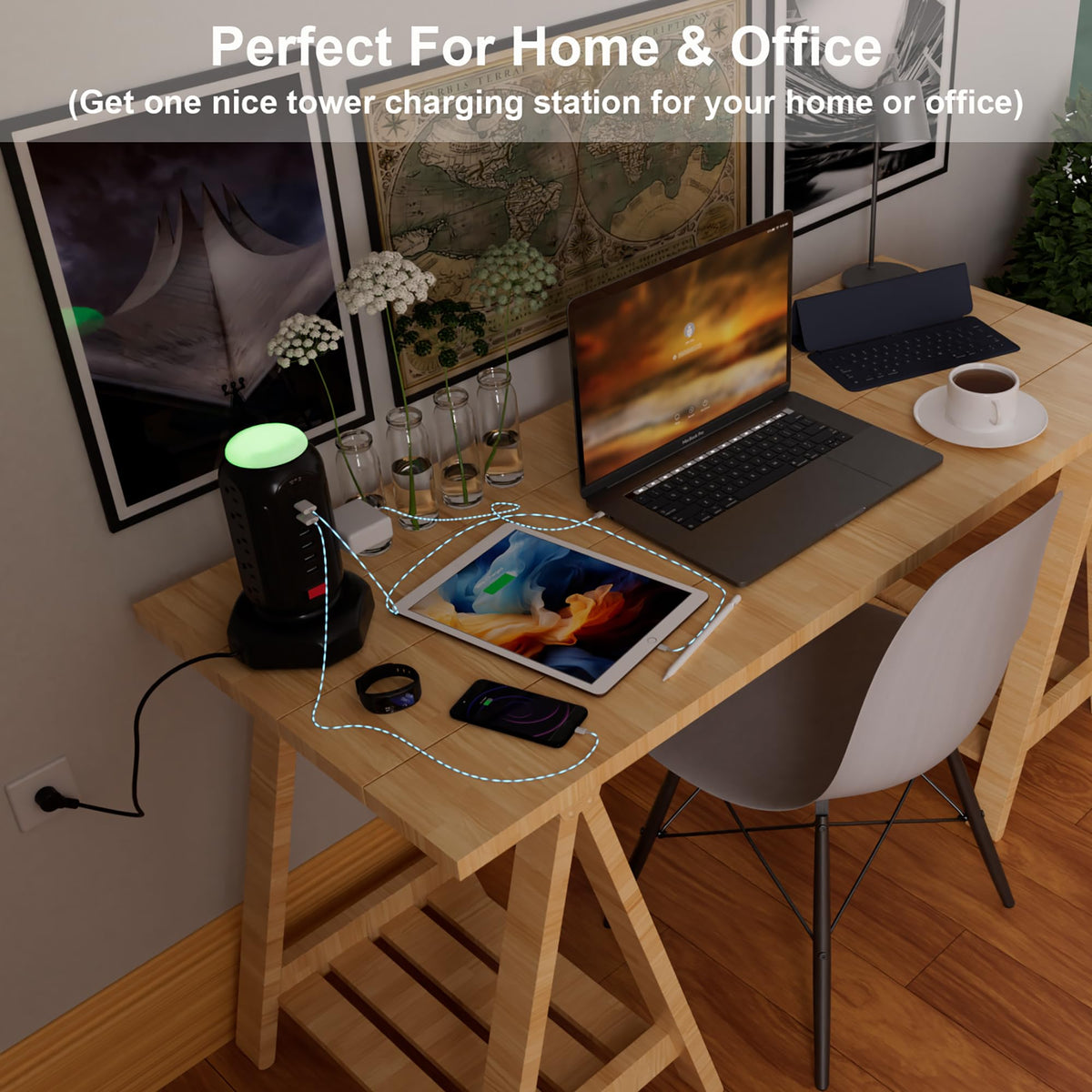 DYSSIPATIVE next to a laptop showing compact tower footprint for space saving