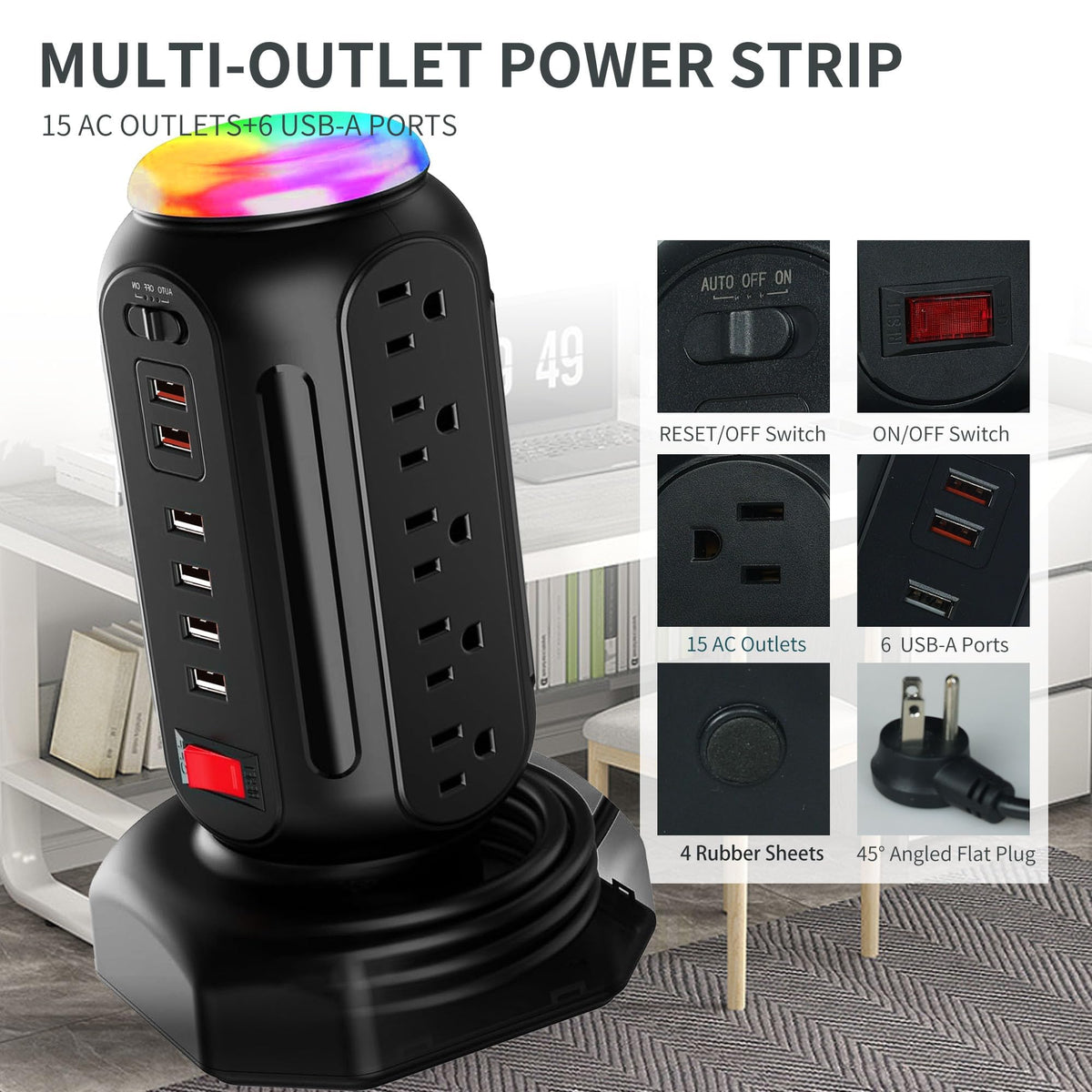 DYSSIPATIVE top nightlight displaying RGB colors to create ambient mood lighting