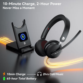Dytole headset 65h battery life for long shifts