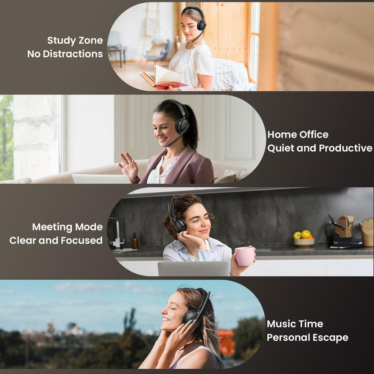 Dytole headset beside laptop illustrating size and desk setup compatibility