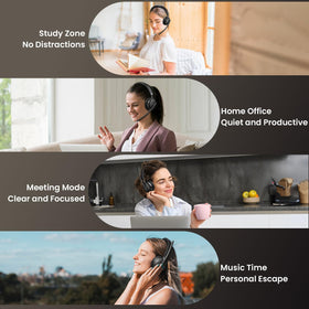 Dytole headset beside laptop illustrating size and desk setup compatibility