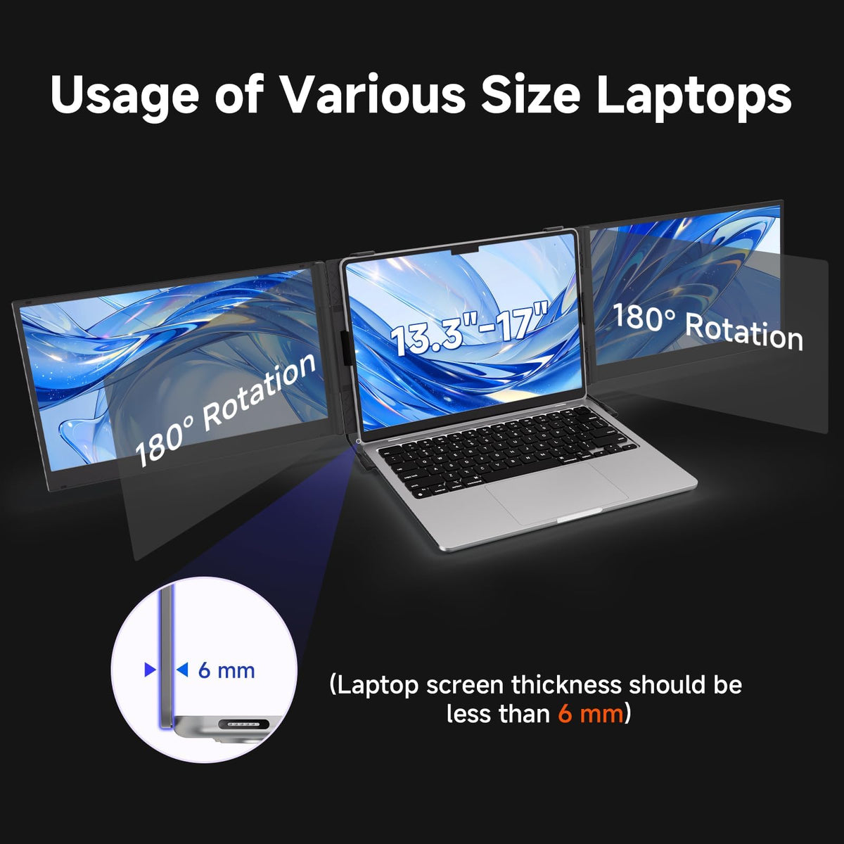 DZVW 15.3-inch Screen Extender travel-friendly design for on-the-go use
