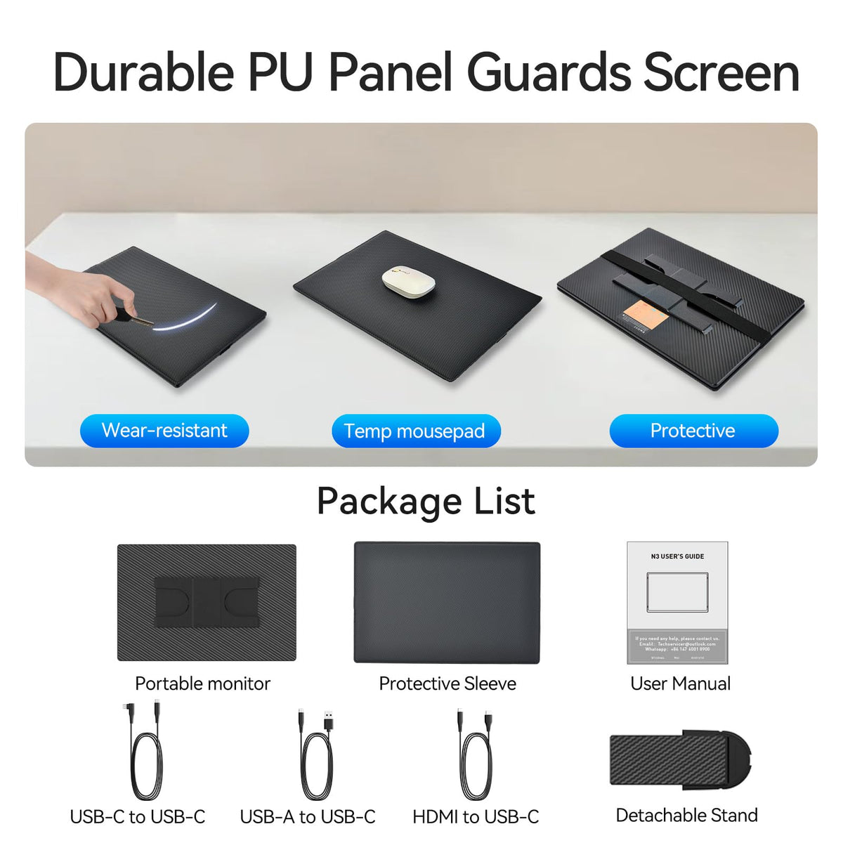 DZVW PU leather panel doubles as a mouse pad on the workspace.