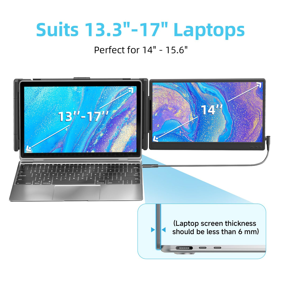 DZVW Compact travel monitor fits in bags for on-the-go productivity