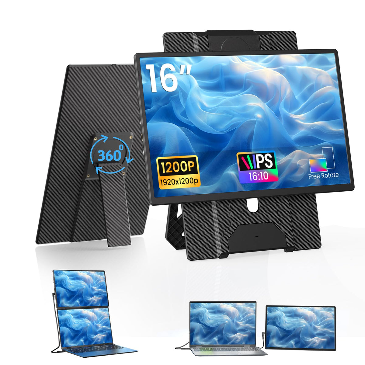 DZVW laptop screen extender with 16-inch display for portable productivity.