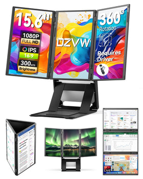 DZVW Quad Laptop Screen Extender front view shows wider multitask workspace.