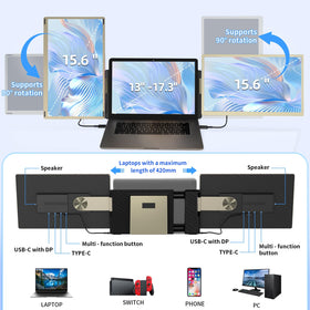 DZVW triple-monitor extension with IPS display and 178° viewing enhances multitasking