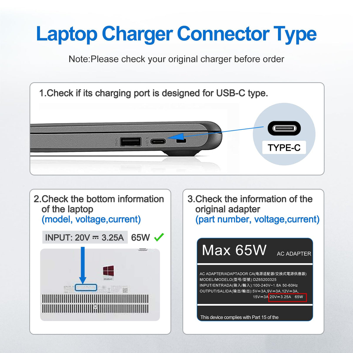 Dzytnsy Slim 65W USB-C charger USB-C tip highlights universal charging for modern devices.
