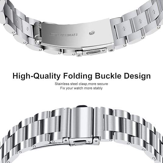 E ECSEM Inspire 3 metal band detail highlights premium stainless steel finish.