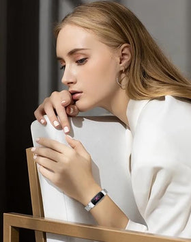 E ECSEM Inspire 3 metal band matches business attire with silver shine.