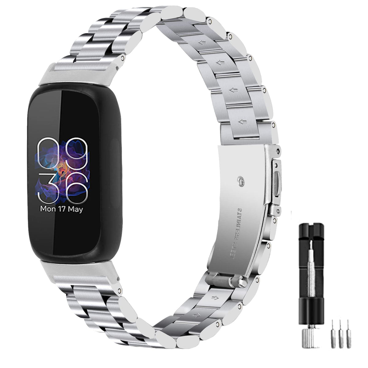 E ECSEM Inspire 3 metal band on wrist offers comfortable daily wear.