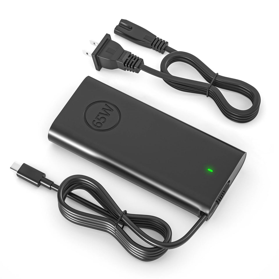 E ERSY 65W USB-C charger front view for Dell laptops.