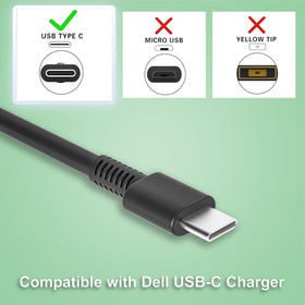 E ERSY Dell Inspiron 14-2in-1 charger, sturdy USB-C connection.