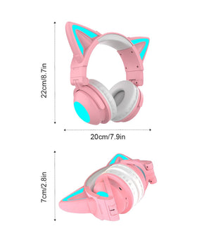 e-greetshopping cat ear headphones pink side view supports wireless freedom