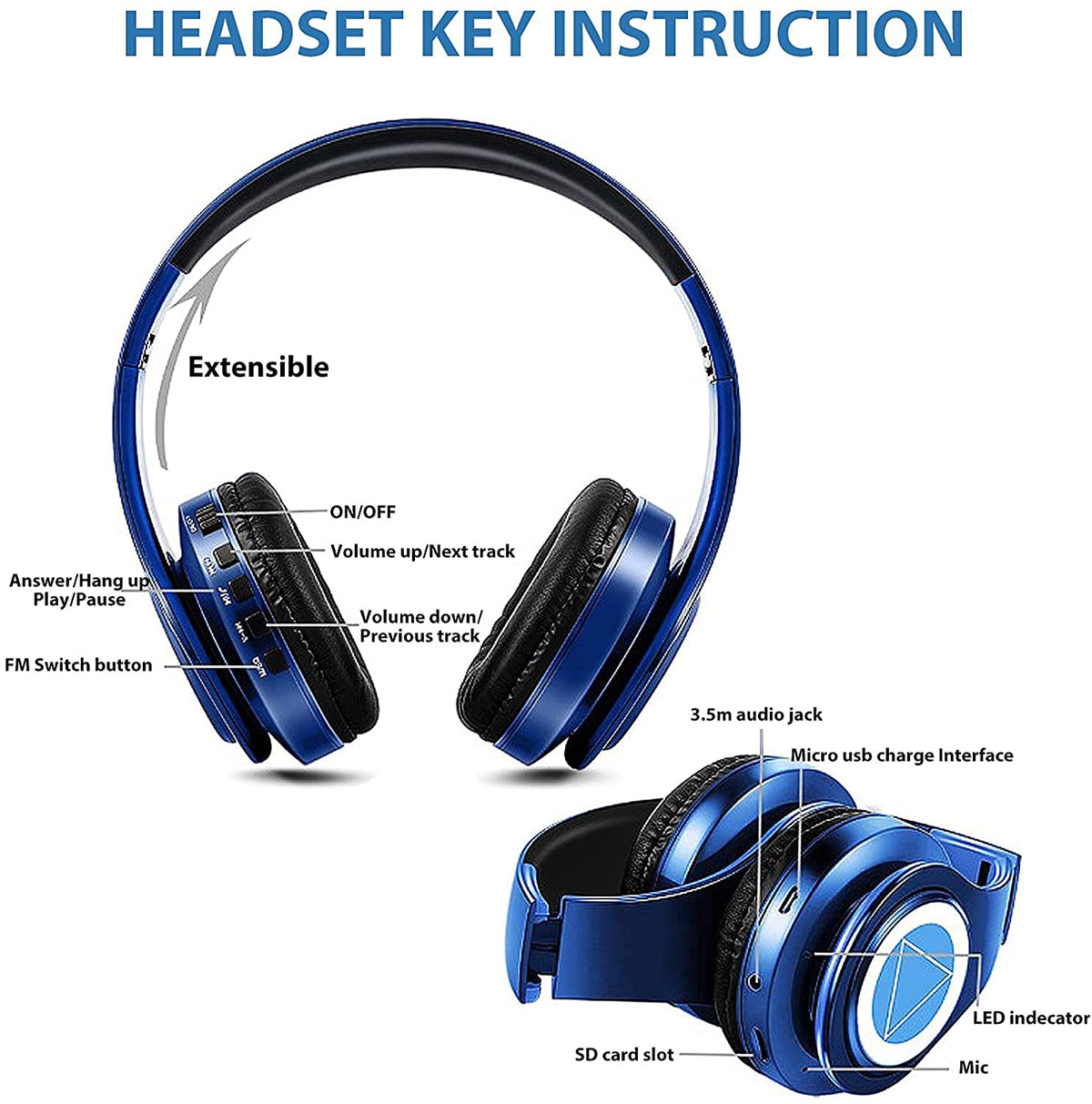 Close-up of Nakano Miku headphones highlighting Bluetooth 5.0 wireless connectivity