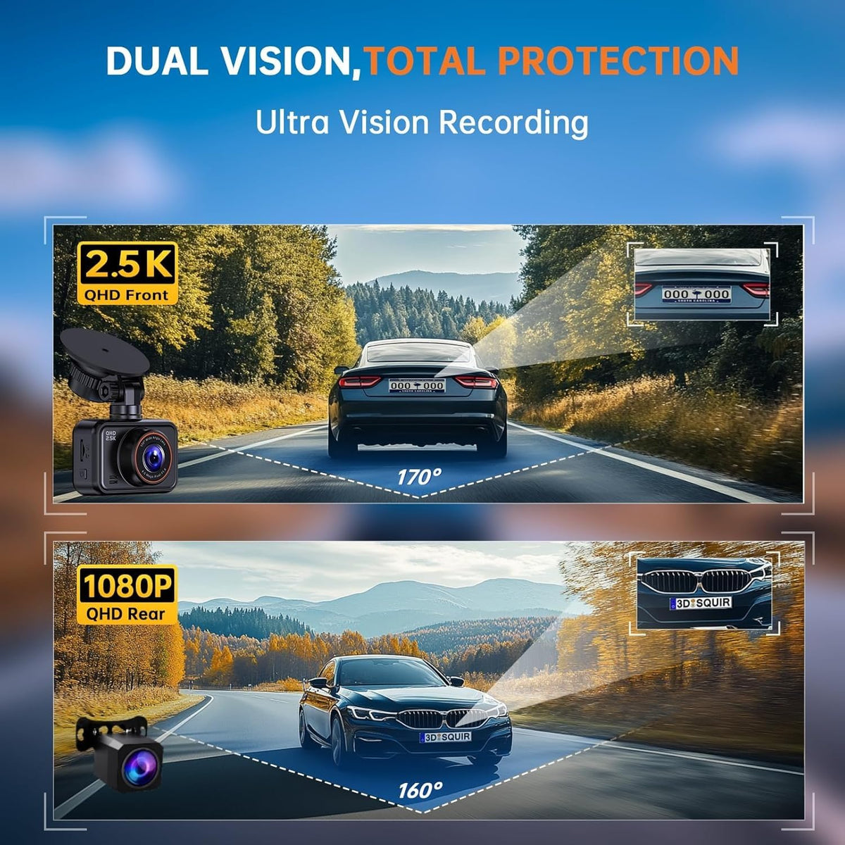 E-YEEGER 2-inch IPS screen displaying recorded footage for easy playback