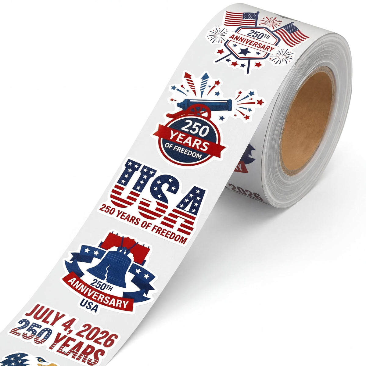 Eaasty 250th anniversary sticker roll in blue, red, white for car windows and crafts
