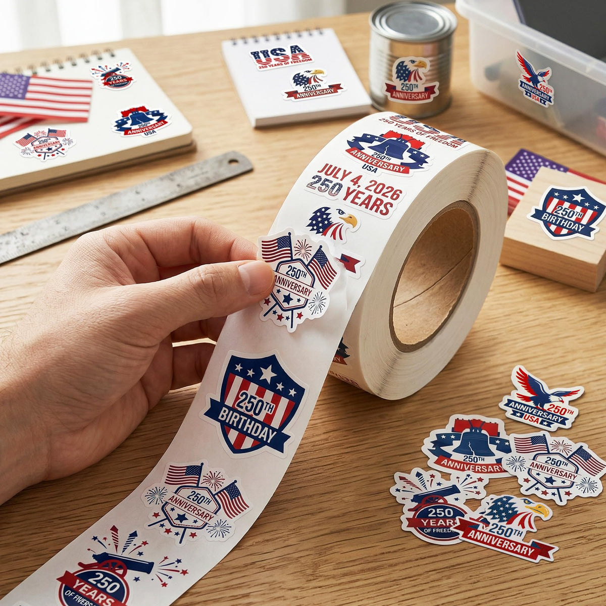 Eaasty patriotic sticker with eagle and Liberty Bell designs for banners and crafts