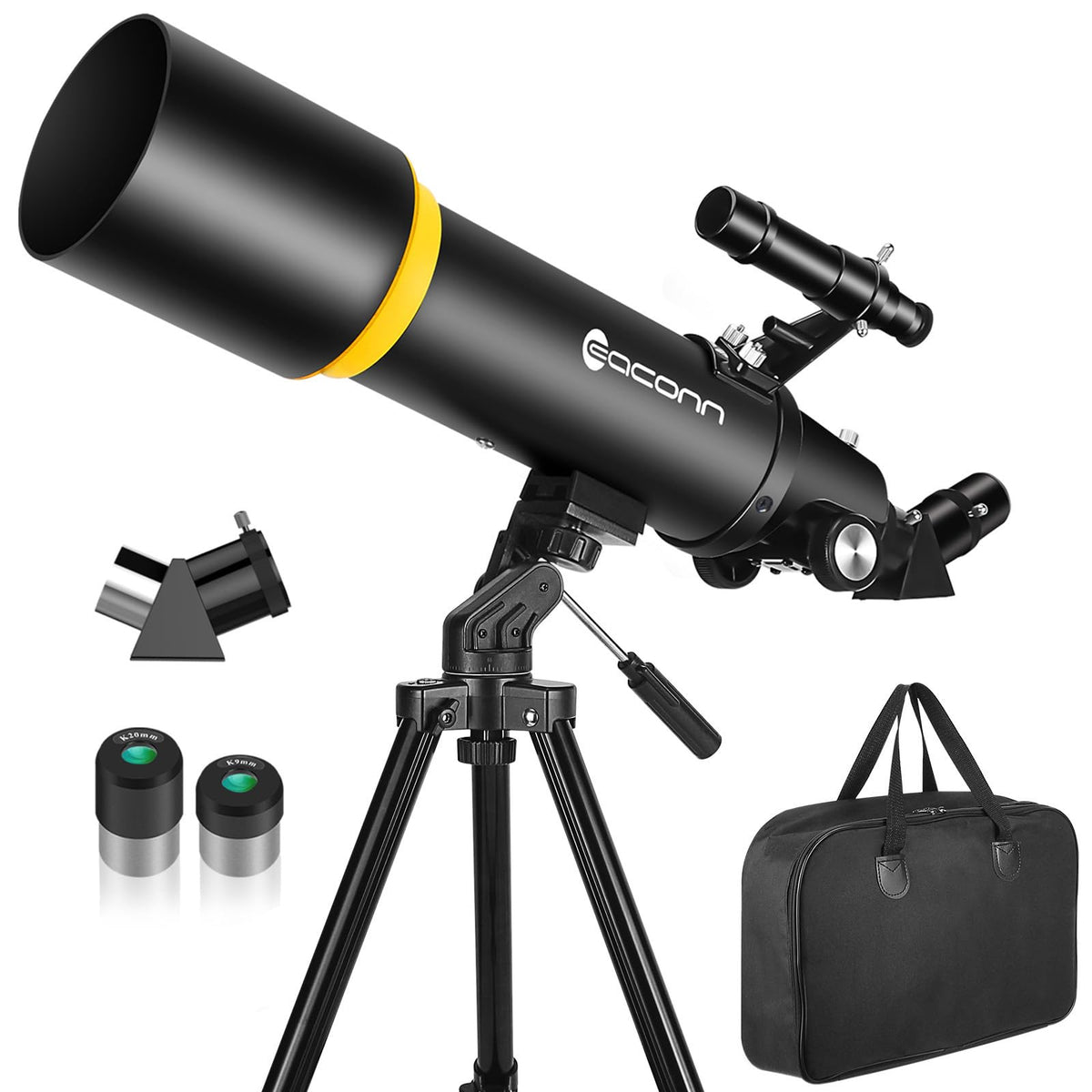 EACONN 90mm telescope for brighter night sky views with rich color.