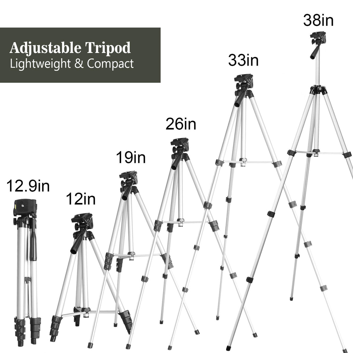 EACONN aluminum tripod fully extended showing stable support benefit