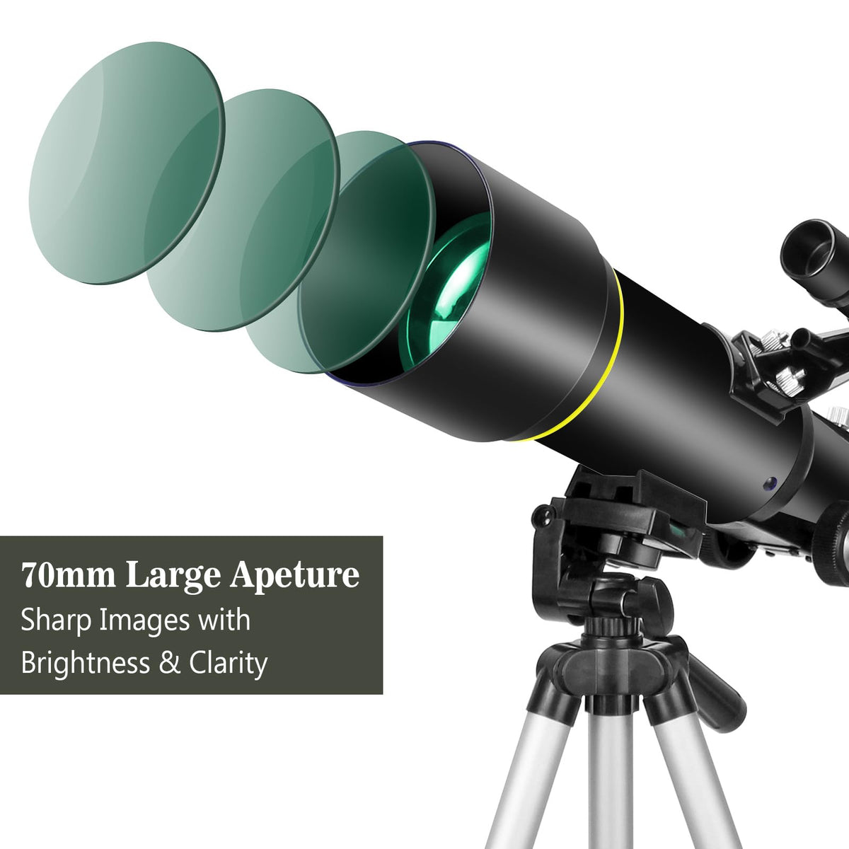 EACONN close-up of optical tube and fully coated lens elements for sharper images