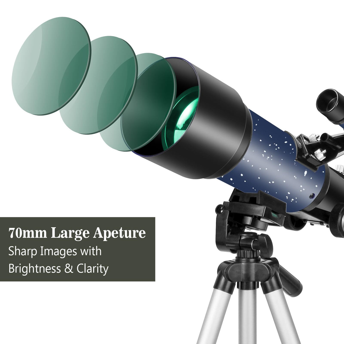 EACONN tripod height adjustment detail demonstrating stable positioning for observers