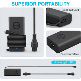 Eafinesy charger powering a Dell Latitude laptop for work sessions.