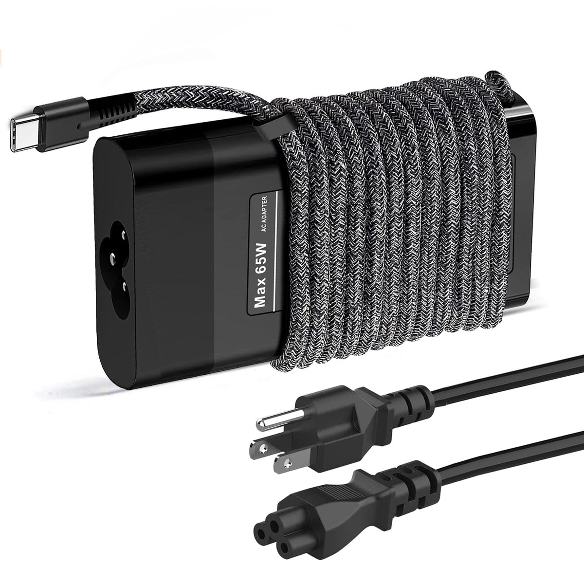 Eafinesy New Slim HP 65W USB-C charger, front view, reliable charging for HP laptops