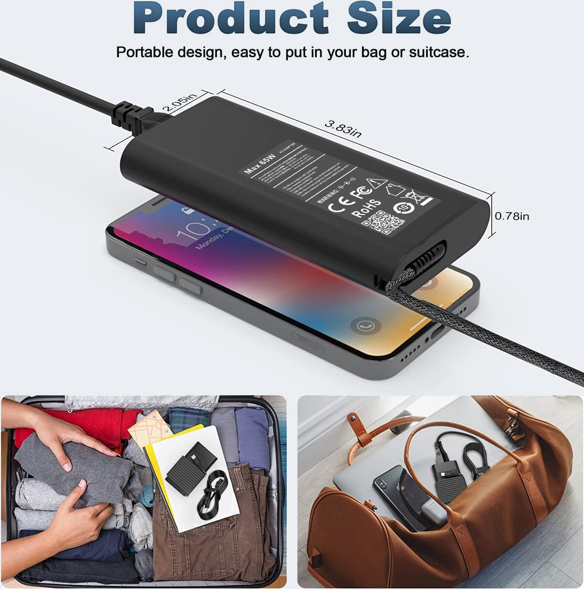 Eafinesy Slim 65W USB-C charger compatible with HP Omnibook X5, X7 and more.
