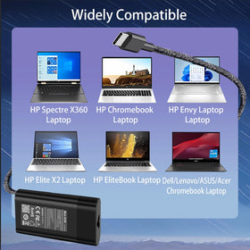 Eafinesy Slim 65W USB-C charger supports Spectre, EliteBook, Pavilion lines.
