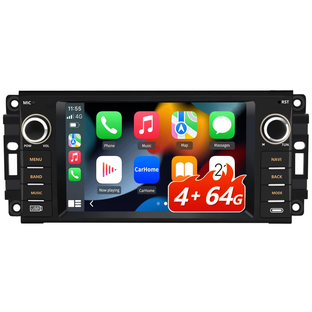 EagleNav car radio for Jeep Wrangler dashboard front-panel upgrade with plug-and-play ease.