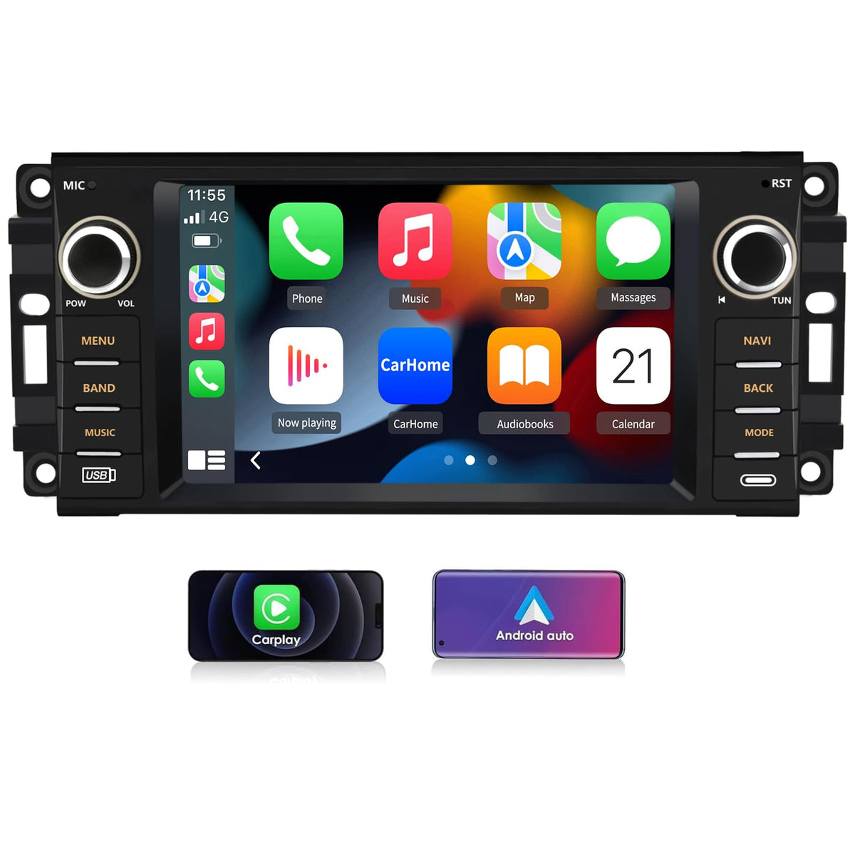 EagleNav car stereo front dash integration for Jeep Wrangler with OEM-like fit.