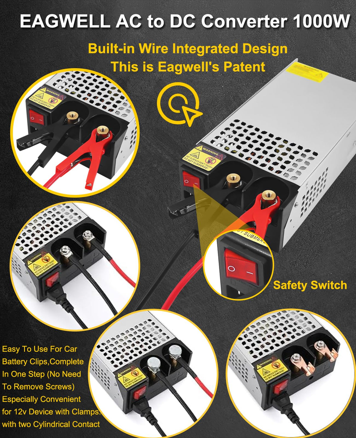 EAGWELL 12V power supply 3 in 1 connectivity setup for flexible wiring