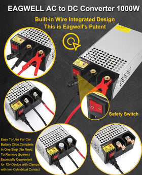 EAGWELL 12V power supply 3 in 1 connectivity setup for flexible wiring