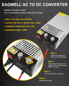 EAGWELL 12V power supply powering a diesel heater in a vehicle