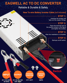 EAGWELL complete kit contents including cord, ring terminals and mounting screws for convenience