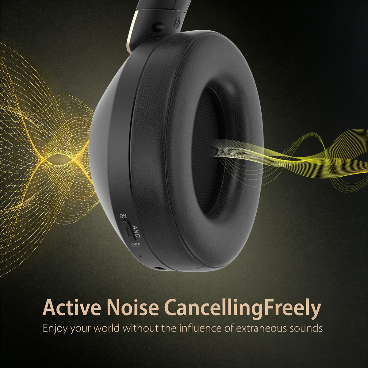 EAORUL close-up of soft protein-leather earcup and memory foam for long-wear comfort