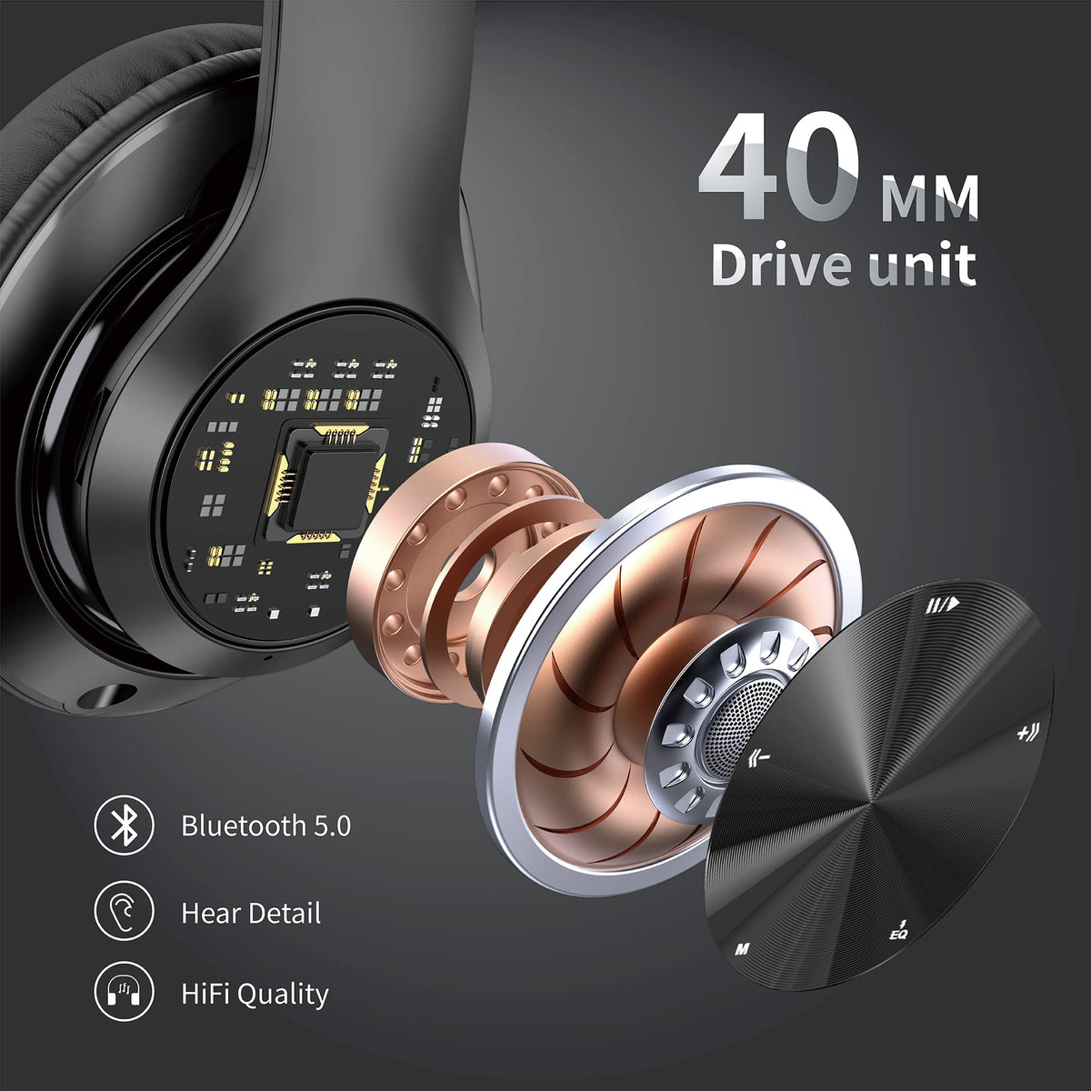 EAORUL Bluetooth 5.0 with built-in mic ensures stable wireless audio.
