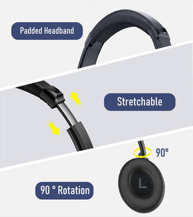 EAORUL wireless headphones in box showcasing accessories and wired option