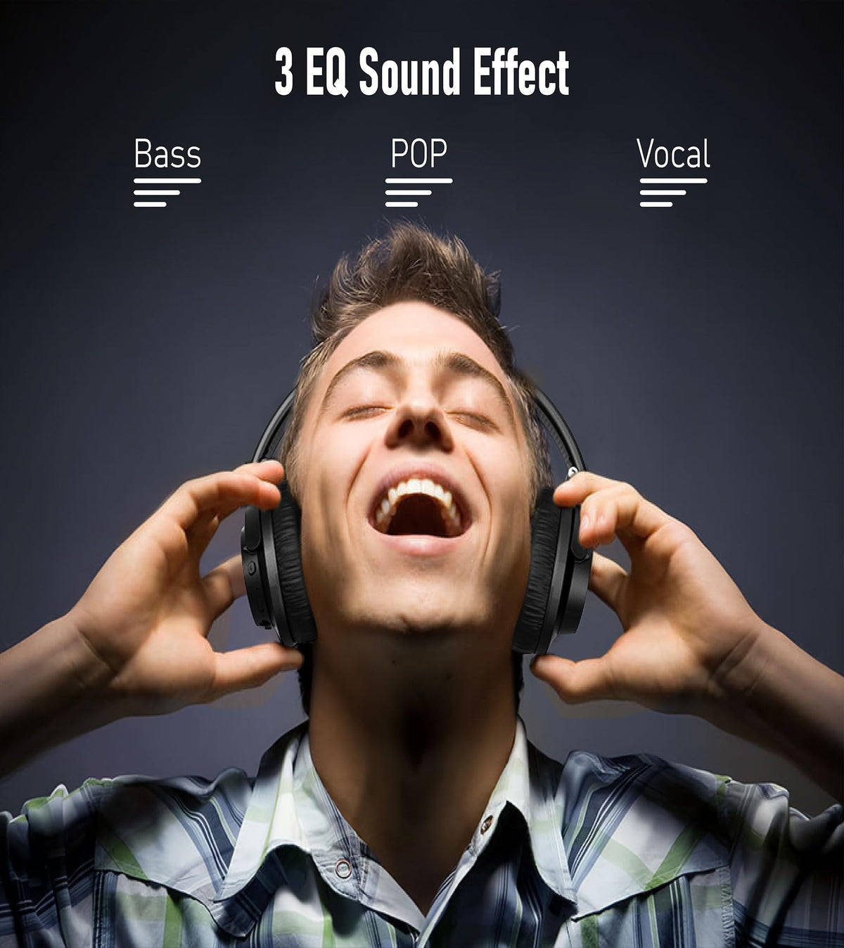 EAORUL wireless headphones side view highlighting comfortable over-ear fit and lightweight build