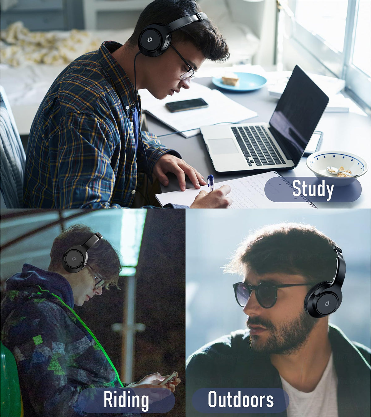 EAORUL headphones in travel scene with phone and case nearby
