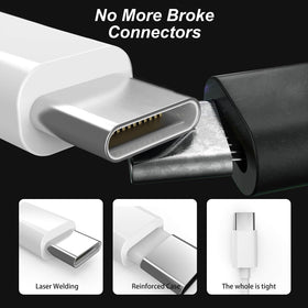EAOYHGB 6.6 ft USB-C to USB-C cable offers flexible reach for desk or bed.