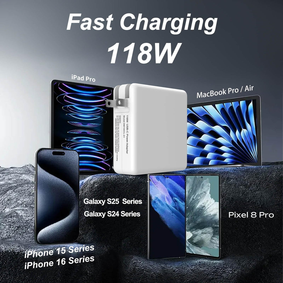 EAOYHGB 118W USB-C charger supports Neo laptops 13–15 inches with smart power.
