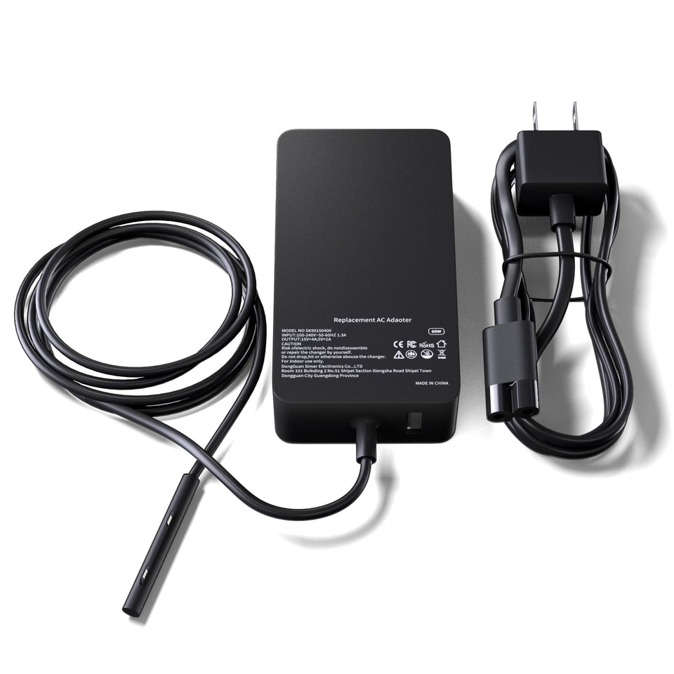 EAOYHGB 65W Surface Pro charger front view for fast, reliable desk charging