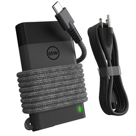 EAOYHGB 65W USB-C laptop charger connected to a slim notebook for efficient charging.