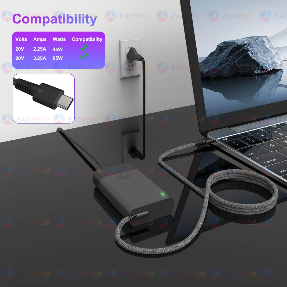 EAOYHGB Envy X360 USB-C charger delivering reliable charging on the go.